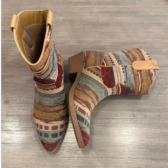 Wonderly Buckley women’s low boho southwest print Cowboy boots size 6 - Picture 3 of 12